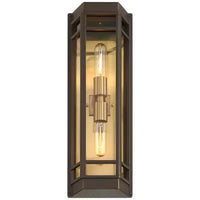 Lot de 2 appliques murales d'extérieur modernes John Timberland Catie 21, 2 lumières, pour porche ou maison, en bronze sablé et laiton, en aluminium avec abat-jour en verre