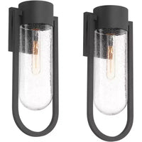 Possini Euro Design Villa Lane Applique murale extérieure moderne haute 18 1/2, luminaire de porche, extérieur de maison, lot de 2 résistants aux intempéries, noir, abat-jour en verre transparent