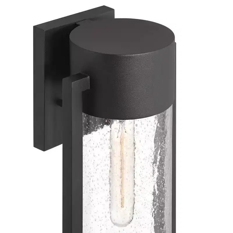 Possini Euro Design Villa Lane Applique murale extérieure moderne haute 18 1/2, luminaire de porche, extérieur de maison, lot de 2 résistants aux intempéries, noir, abat-jour en verre transparent