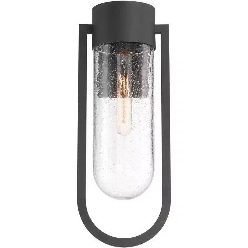 Possini Euro Design Villa Lane Applique murale extérieure moderne haute 18 1/2, luminaire de porche, extérieur de maison, lot de 2 résistants aux intempéries, noir, abat-jour en verre transparent