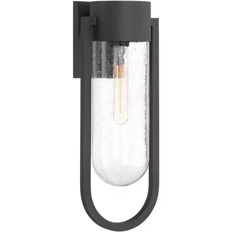 Possini Euro Design Villa Lane Applique murale extérieure moderne haute 18 1/2, luminaire de porche, extérieur de maison, lot de 2 résistants aux intempéries, noir, abat-jour en verre transparent