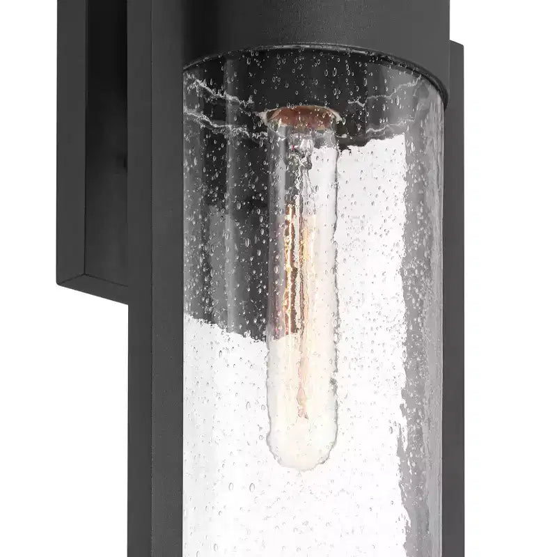 Possini Euro Design Villa Lane Applique murale extérieure moderne haute 18 1/2, luminaire de porche, extérieur de maison, lot de 2 résistants aux intempéries, noir, abat-jour en verre transparent