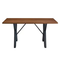 Ensemble de salle à manger 5 pièces avec 4 chaises de salle à manger et table ronde/carrée, Noir+Naturel/Noyer-ModernLuxe