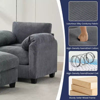 HYLEORY Fauteuil simple avec pouf, Canapé Cloud moderne en velours côtelé avec méridienne convertible, Ensemble de canapés rembourrés pour salon et bureau