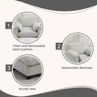 HYLEORY Fauteuil simple avec pouf, Canapé Cloud moderne en velours côtelé avec méridienne convertible, Ensemble de canapés rembourrés pour salon et bureau