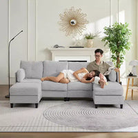Canapés modulaires en forme de U Mjkone 89 avec 2 poufs, canapé 6 places