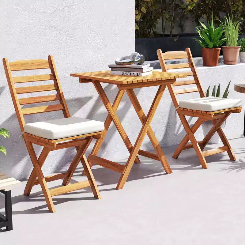 Costway Ensemble bistro pliant 3 pièces avec coussins d'assise amovibles, table et chaises d'extérieur