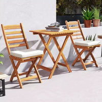 Costway Ensemble bistro pliant 3 pièces avec coussins d'assise amovibles, table et chaises d'extérieur