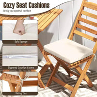 Costway Ensemble bistro pliant 3 pièces avec coussins d'assise amovibles, table et chaises d'extérieur