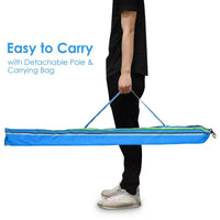 Yescom Parapluie d'extérieur rayé 2,1 m Protection UV Pare-soleil Inclinable Ancrage de sable Vert + Bleu