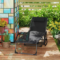 Outsunny Chaise longue pliante de bronzage extérieure avec dossier réglable 5 niveaux, table latérale, oreiller, poche pour cour, plage, piscine