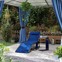 Outsunny Chaise longue pliante de bronzage extérieure avec dossier réglable 5 niveaux, table latérale, oreiller, poche pour cour, plage, piscine