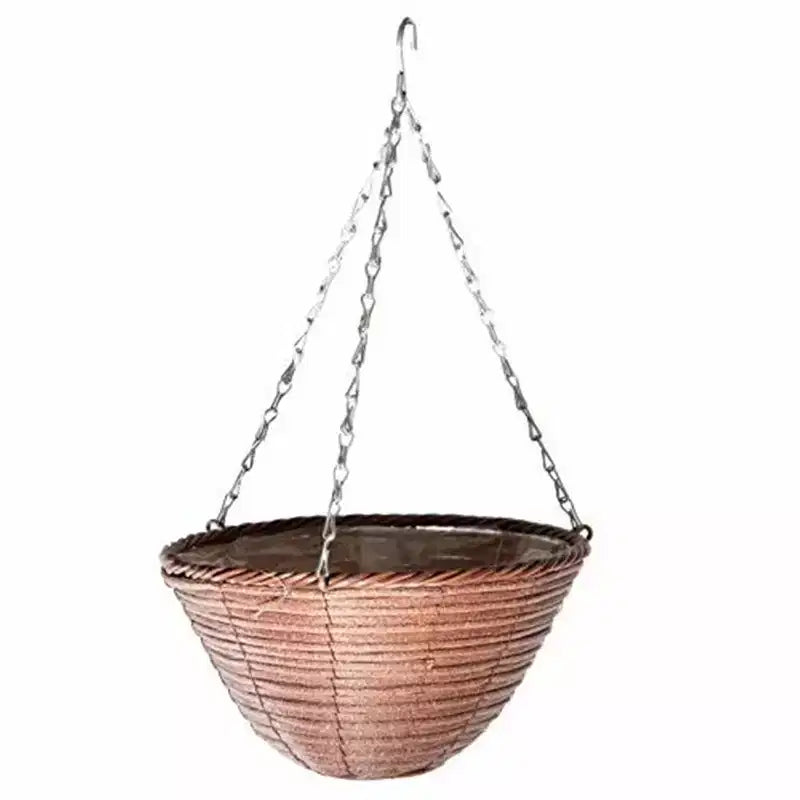 Gardener's Select Panier suspendu en rotin plastique tressé, rouille, 12in