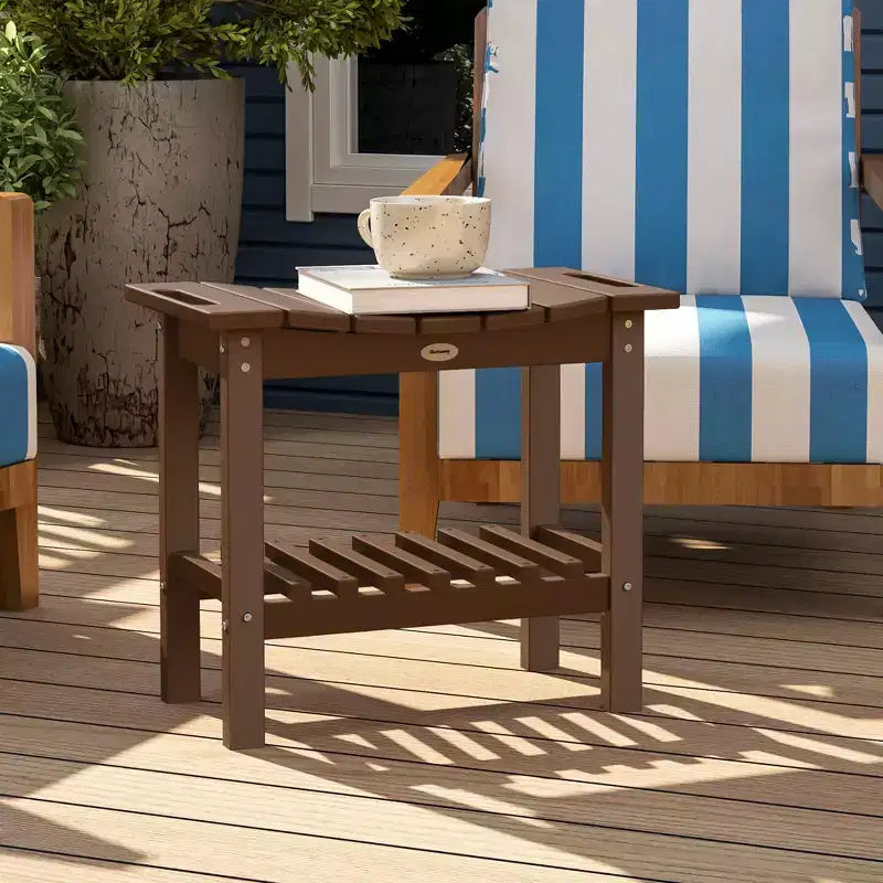 Outsunny Table d'appoint extérieure à 2 niveaux, banc de douche résistant aux intempéries avec poignées, patins antidérapants