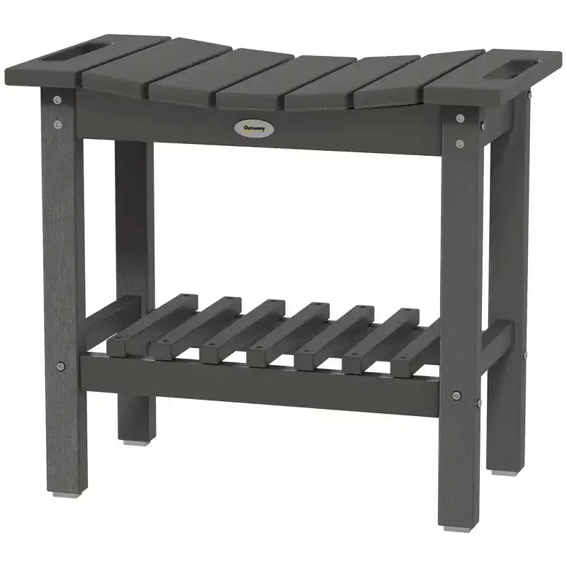 Outsunny Table d'appoint extérieure à 2 niveaux, banc de douche résistant aux intempéries avec poignées, patins antidérapants