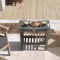 Outsunny Table d'appoint extérieure à 2 niveaux, banc de douche résistant aux intempéries avec poignées, patins antidérapants