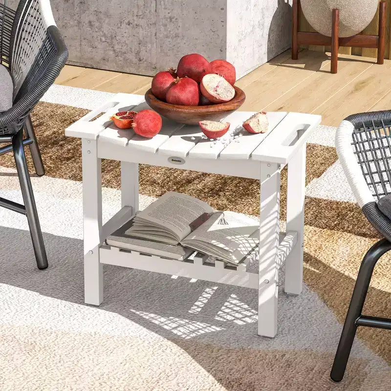 Outsunny Table d'appoint extérieure à 2 niveaux, banc de douche résistant aux intempéries avec poignées, patins antidérapants