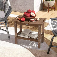 Outsunny Table d'appoint extérieure à 2 niveaux, banc de douche résistant aux intempéries avec poignées, patins antidérapants