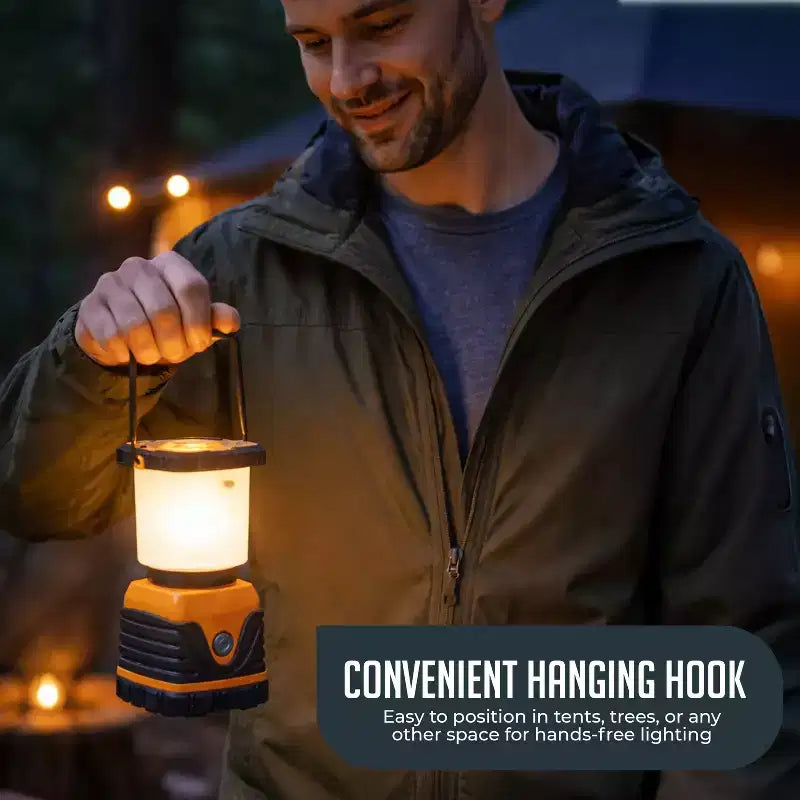 Lanterne de camping LED ultra-lumineuse 1000LM, alimentée par batterie, 4 modes d'éclairage, résistante à l'eau avec crochet de suspension et longue autonomie