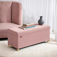 Banc de rangement ottoman, Coffre de rangement avec couvercle, 38 x 76 x 38,5 cm, Repose-pieds, 77 L, pour Chambre, Salon