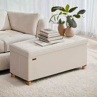 Banc de rangement ottoman, Coffre de rangement avec couvercle, 38 x 76 x 38,5 cm, Repose-pieds, 77 L, pour Chambre, Salon