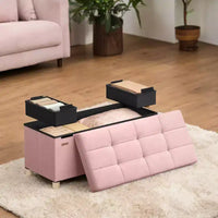 Banc de rangement ottoman, Coffre de rangement avec couvercle, 38 x 76 x 38,5 cm, Repose-pieds, 77 L, pour Chambre, Salon