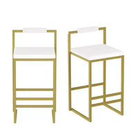 Tabourets de bar rembourrés en velours MAYEERTY, lot de 2, chaises de salle à manger d'intérieur modernes hauteur comptoir, or blanc crème