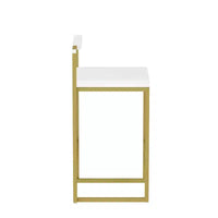 Tabourets de bar rembourrés en velours MAYEERTY, lot de 2, chaises de salle à manger d'intérieur modernes hauteur comptoir, or blanc crème