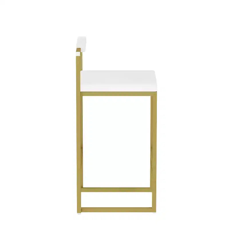 Tabourets de bar rembourrés en velours MAYEERTY, lot de 2, chaises de salle à manger d'intérieur modernes hauteur comptoir, or blanc crème