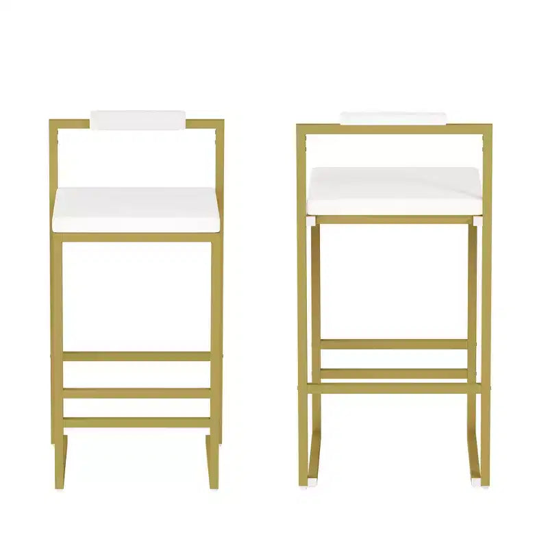 Tabourets de bar rembourrés en velours MAYEERTY, lot de 2, chaises de salle à manger d'intérieur modernes hauteur comptoir, or blanc crème
