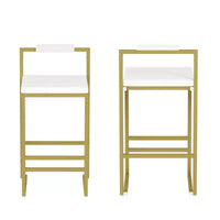 Tabourets de bar rembourrés en velours MAYEERTY, lot de 2, chaises de salle à manger d'intérieur modernes hauteur comptoir, or blanc crème