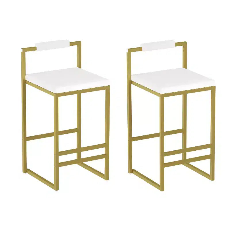 Tabourets de bar rembourrés en velours MAYEERTY, lot de 2, chaises de salle à manger d'intérieur modernes hauteur comptoir, or blanc crème
