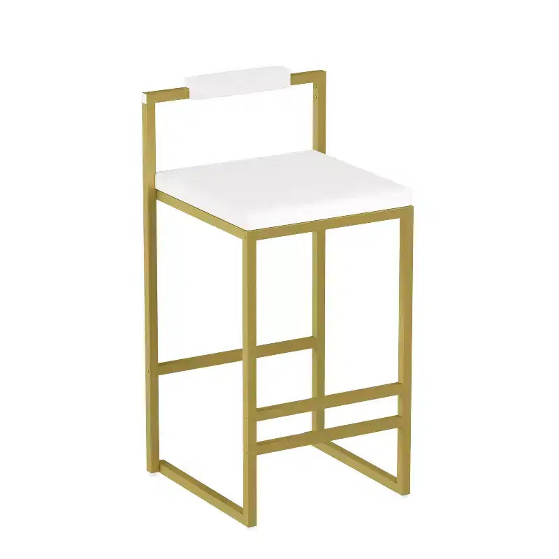 Tabourets de bar rembourrés en velours MAYEERTY, lot de 2, chaises de salle à manger d'intérieur modernes hauteur comptoir, or blanc crème