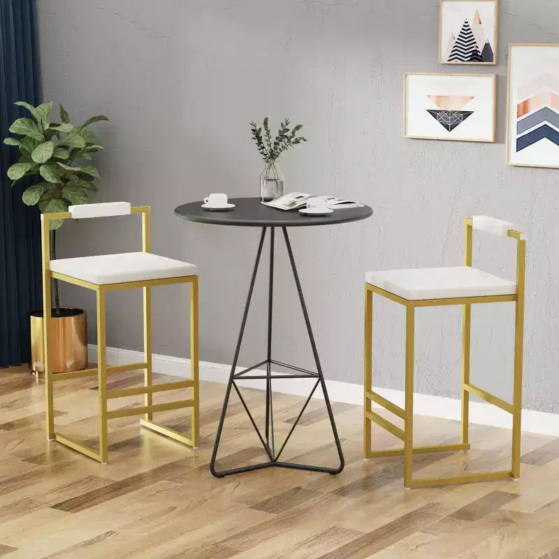 Tabourets de bar rembourrés en velours MAYEERTY, lot de 2, chaises de salle à manger d'intérieur modernes hauteur comptoir, or blanc crème