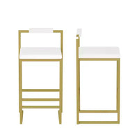 Tabourets de bar rembourrés en velours MAYEERTY, lot de 2, chaises de salle à manger d'intérieur modernes hauteur comptoir, or blanc crème