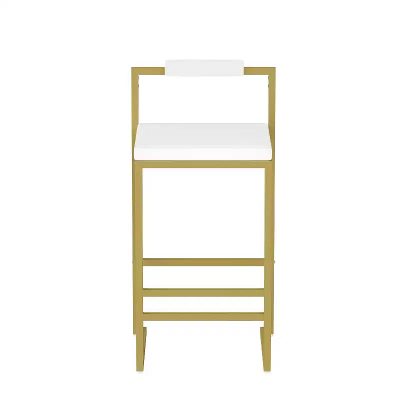 Tabourets de bar rembourrés en velours MAYEERTY, lot de 2, chaises de salle à manger d'intérieur modernes hauteur comptoir, or blanc crème