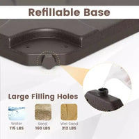 Costway Lot de 20 Bases de Parasol Déporté, Support de Base Remplit d'eau, Poids de Base, Lot de Plaques de Sable Marron/Noir