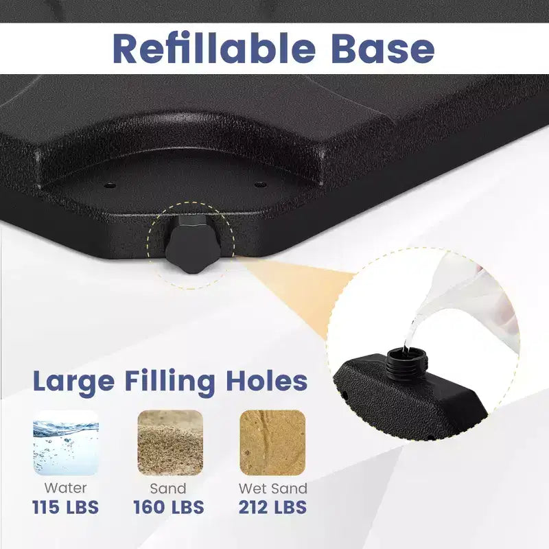 Costway Lot de 20 Bases de Parasol Déporté, Support de Base Remplit d'eau, Poids de Base, Lot de Plaques de Sable Marron/Noir