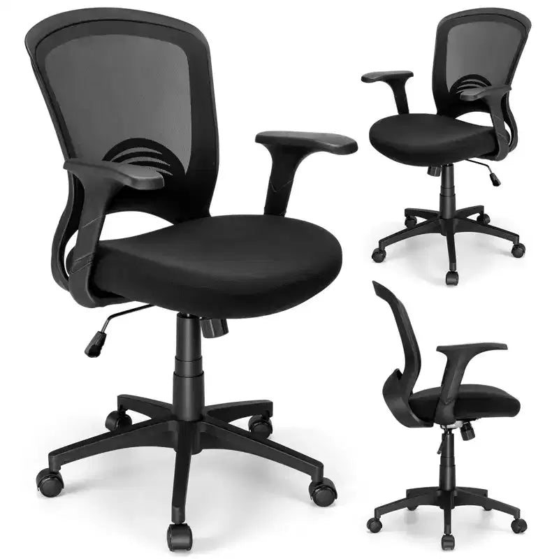 Chaise de bureau ergonomique en maille, capacité 330 lb, chaise d'ordinateur avec soutien lombaire intégré, assise en mousse haute densité, base à cinq branches