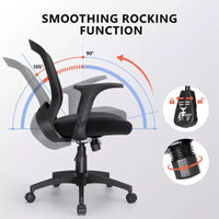 Chaise de bureau ergonomique en maille, capacité 330 lb, chaise d'ordinateur avec soutien lombaire intégré, assise en mousse haute densité, base à cinq branches