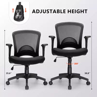 Chaise de bureau ergonomique en maille, capacité 330 lb, chaise d'ordinateur avec soutien lombaire intégré, assise en mousse haute densité, base à cinq branches