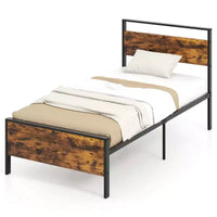 Cadre de lit Costway pour lits jumeaux/doubles/grands/très grands avec tête et pied de lit en bois et rangement sous le lit