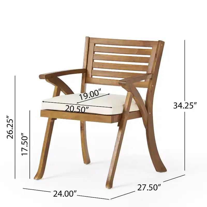 GDFStudio Baia Ensemble bistro d'extérieur 3 pièces en bois d'acacia avec coussin