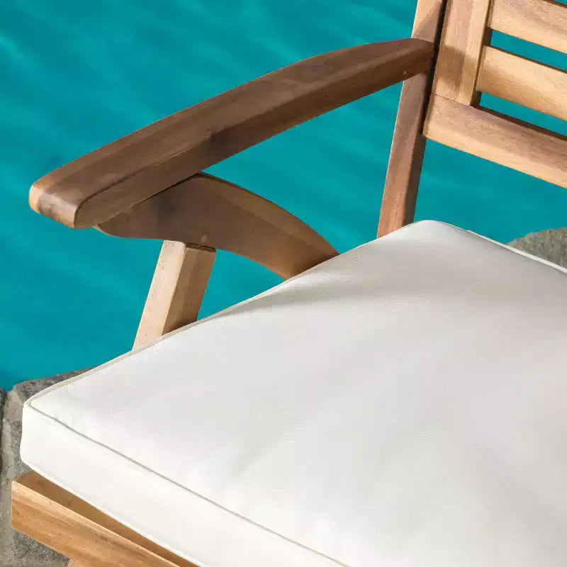 GDFStudio Baia Ensemble bistro d'extérieur 3 pièces en bois d'acacia avec coussin