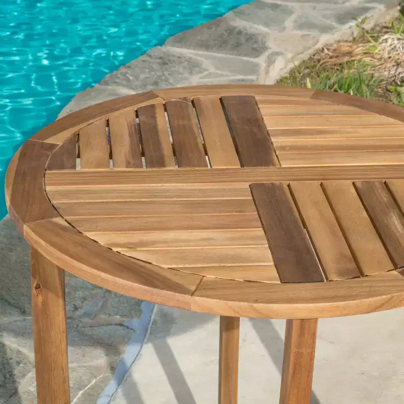 GDFStudio Baia Ensemble bistro d'extérieur 3 pièces en bois d'acacia avec coussin