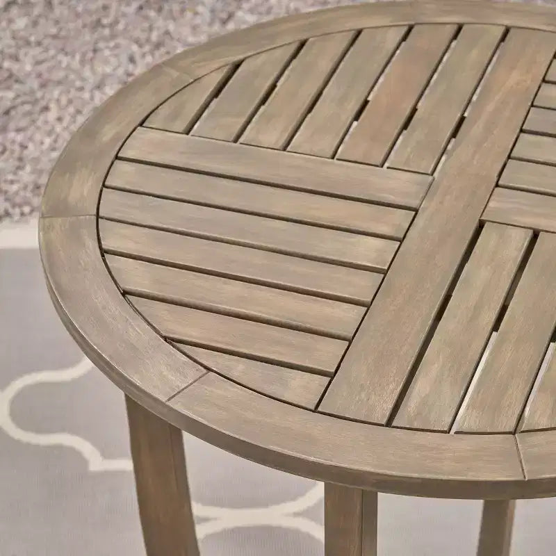 GDFStudio Baia Ensemble bistro d'extérieur 3 pièces en bois d'acacia avec coussin
