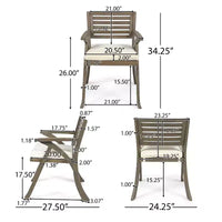 GDFStudio Baia Ensemble bistro d'extérieur 3 pièces en bois d'acacia avec coussin