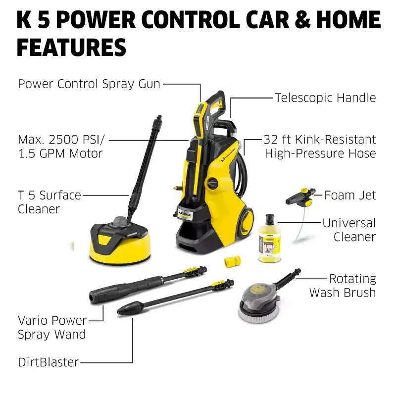 Karcher K 5 Power Control CHK Nettoyeur Haute Pression Électrique, Max 2500 PSI, 1.5 GPM
