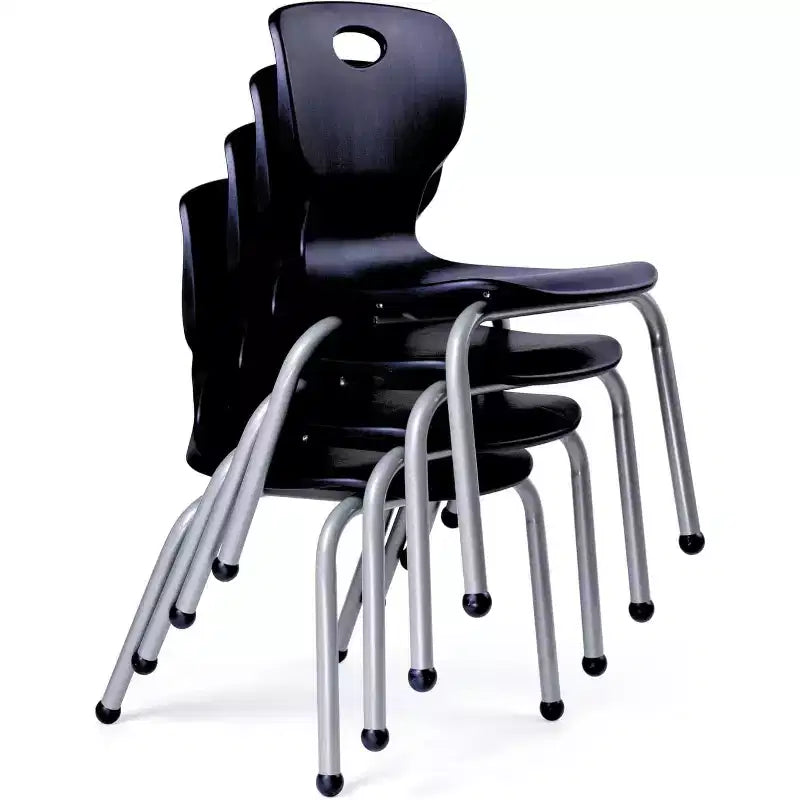 Chaise empilable d'écolier - assise luxueuse et confortable avec structure robuste rivetée - pour salles de classe en apprentissage à domicile ou bureau - lot de 4 chaises