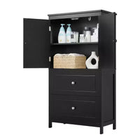 Meuble de rangement de salle de bain Whisen, meuble avec portes doubles, tiroirs et étagère réglable
